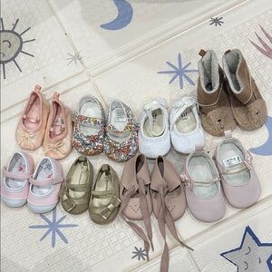 Bundle 8 pairs girls baby Shoes in Pink, Gold, and Brown
